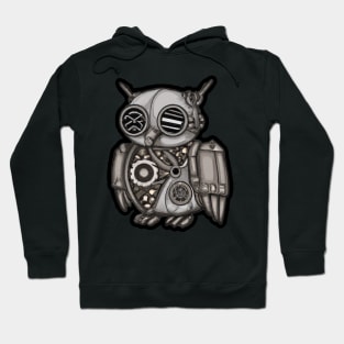 steampunk owl, cyberpunk owl, owl with armor, robo owl Hoodie